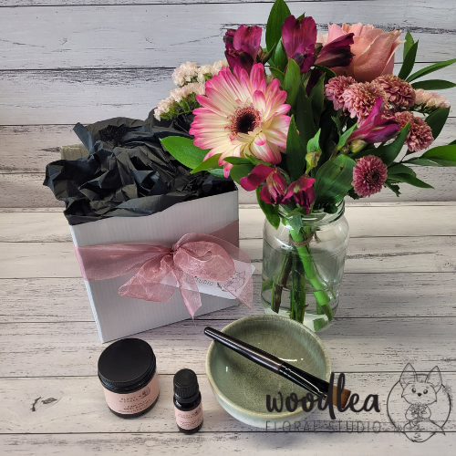 So Spoiled gift box including a jar of fresh flowers, face oil and clay mask from Plant and Share, free delivery to most Nelson and Richmond areas